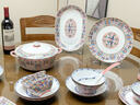 NINE CRANES高顏值琺瑯彩碗具套餐景德鎮碗盤(pán)組合高檔喬遷送禮骨瓷餐具整套 60件配宮廷煲丨高檔錦盒裝丨錦瑟花園 曬單實(shí)拍圖