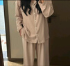 無(wú)印良品（MUJI）女式柔軟針織前開(kāi)睡衣套裝女士家居服女款女裝25年秋季 FD32CC5A 煙熏粉色 L -XL 上裝170/92A 下裝170/74A 曬單實(shí)拍圖