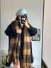恒源祥圍巾女馬海毛格子披肩外搭冬季新款美拉德百搭時(shí)尚保暖流蘇加厚 黃色 曬單實(shí)拍圖