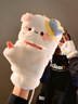 途尊可愛(ài)卡通貓咪毛絨手套女冬季翻蓋半指觸屏加厚騎行保暖 貓咪手套 曬單實(shí)拍圖