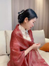 恒源祥杭州圍巾女士薄款披肩絲巾長(cháng)款春秋媽媽款百搭紗巾真絲桑蠶絲巾 酒紅色 曬單實(shí)拍圖