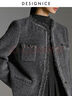 迪賽尼斯（DESIGNICE）冬季新款千金風(fēng)氣質(zhì)格雷系灰色長(cháng)袖羊毛短外套女 灰色 S 曬單實(shí)拍圖