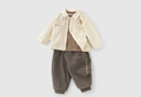乖奇熊【工裝外套衣服褲子三件套】男童帥氣套裝春秋季寶寶外出秋裝衣服 咖色杏色 100 曬單實(shí)拍圖