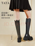 他她（TATA）加絨盧昱曉彈力小V靴軟糖靴厚底長(cháng)筒靴子高跟騎士靴 黑色（高糖7CM-單里）-CGG01 36 曬單實(shí)拍圖