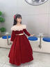 思妙星女童晚禮服高端輕奢小眾女孩生日花童公主裙兒童主持人鋼琴演出服 紅色長(cháng)款、不包括腰帶 150 曬單實(shí)拍圖
