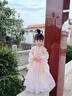 貝優(yōu)可古月家.粉瑤兔 漢服女童春秋款兒童中秋中國風(fēng)仙女裙仙氣玉兔襦裙 粉色 120 含披帛 曬單實(shí)拍圖