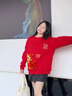一寸相思紅色圓領(lǐng)加絨衛衣女2026新款秋冬寬松馬年本命年過(guò)年喜慶百搭外套 紅色-平安喜樂(lè ) XL 【150-170斤】 曬單實(shí)拍圖