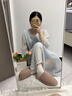 樸西冬季保暖居家悠居棉拖鞋細柔玉兔絨女防滑燈芯絨紋家用情侶款棉拖 櫻花粉 38-39 曬單實(shí)拍圖