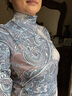 皮爾卡丹半高領(lǐng)德絨打底衫女士春秋內(nèi)搭外穿時(shí)尚洋氣小衫印花T恤長(zhǎng)袖上衣 銀花【高品質(zhì)德絨】 XL 115-130斤 曬單實(shí)拍圖