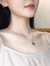 之巖（ZhiYan）彩金色四葉草項鏈女士鎖骨鏈輕奢小眾吊墜首飾生日禮物送女友老婆 999銀天然孔雀石項鏈-綠色 【精美禮盒】 曬單實(shí)拍圖