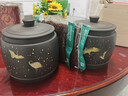 云南建水紫陶刻填彩填茶葉罐醒茶罐存茶罐家用手工普洱小號散茶罐 豐收罐 一對【松形鶴骨】 曬單實(shí)拍圖