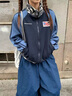 佐敘美式復古星星立領(lǐng)運動(dòng)開(kāi)衫衛衣外套女秋季休閑百搭拼接撞色上衣 藏青色 L (105-120斤） 曬單實(shí)拍圖