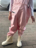 臻佑（Grsaed）兒童下水褲戶(hù)外玩水服捉魚(yú)趕海半身涉水褲背帶連體鞋防水沙灘淡粉 曬單實(shí)拍圖