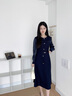 naersiling娜爾思圓領(lǐng)修身顯瘦連衣裙2025年秋季新款裙子女(配腰帶) 暗青紫色 L 曬單實(shí)拍圖