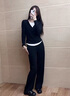 班尼路（Baleno）2025新款春秋季休閑運(yùn)動(dòng)套裝女修身立領(lǐng)開衫外套女裝微喇褲子一套 曬單實(shí)拍圖