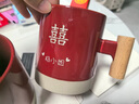 CKULH德國結婚牙刷杯子套裝牙杯一對紅色漱口杯陪嫁洗漱杯牙缸牙刷 (贈牙刷一對)滿(mǎn)心歡囍木柄對杯 曬單實(shí)拍圖