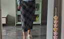 宙馨復古毛呢格子半身裙女2025冬后開(kāi)叉高腰A字裙中長(cháng)款包臀一步裙 黑色【長(cháng)裙】 L 曬單實(shí)拍圖