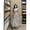 木清清胖妹妹顯瘦連衣裙夏季大碼女裝胖mm寬松遮肉減齡方領(lǐng)油畫(huà)碎花裙 圖色 3XL(160-180斤) 曬單實(shí)拍圖
