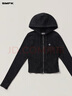 SMFK野性復古修身拉鏈帽衫連帽衛衣女短款外套CHV11W/B/S/K 湮滅黑 CHV11B M 曬單實(shí)拍圖