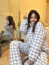 嬌彩夢冬季睡衣女三層夾棉加厚加絨保暖青年女士純棉家居服套裝 冬日格調(diào)（藍色） 三層夾棉加厚 M (身高155-165cm，體重90-110斤) 曬單實拍圖