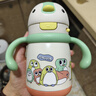 babycare小企鵝兒童保溫杯嬰幼兒寶寶保溫奶瓶水壺學飲直飲吸管杯兒童水杯 贈直通吸嘴- 把手款淺嗬綠 300ml 曬單實拍圖