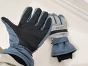 圣紡源冬季五指騎行手套女觸屏加絨加厚保暖防寒玩雪防潑水電動(dòng)車(chē)手套男 小熊拉鏈滑雪藍色 曬單實(shí)拍圖