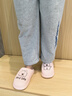 潔麗雅厚底棉拖鞋女士秋冬季情侶家居家用室內防滑加絨保暖毛毛拖鞋男款 柔糖粉 38-39 【適合37-38碼】 曬單實(shí)拍圖