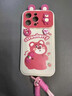 黃色小熊公仔掛繩適用蘋(píng)果17手機殼iPhone17翻蓋鏡子15可愛(ài)卡通16 翻蓋視窗-實(shí)色白-粉色小熊公仔+ iphone 17 曬單實(shí)拍圖