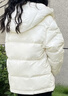 2025冬季韓潮新款中大童純色加厚保暖連帽短款90白鴨絨兒童羽絨服 乳白色 160 【國標絨子含量90%】165克 曬單實(shí)拍圖