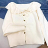 鹿珊伍娃娃領(lǐng)學(xué)院風(fēng)針織開(kāi)衫女秋冬大碼寬松正肩別致甜美單排扣毛衣外套 娃娃領(lǐng)系帶毛衣【米白】 均碼 【建議90-110斤】 曬單實(shí)拍圖