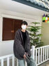 IZEXX高級感開(kāi)衫外套男秋季慵懶風(fēng)寬松百搭連帽針織衫毛衣ZN97深灰L 曬單實(shí)拍圖