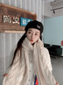 viney圍巾女冬季2025新款高級感粗毛線(xiàn)針織長(cháng)款女士圍脖保暖加厚披肩 米色-高端禮盒裝 曬單實(shí)拍圖