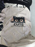 歐妤大碼胖mm遮肚正肩夏季女裝新款印花v領(lǐng)純棉短袖T恤修身顯瘦上衣 灰色CUTE 2XL 建議120-130斤 曬單實(shí)拍圖