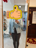 百家好（Basic House）Basic House/百家好撞色圓領(lǐng)斜門(mén)襟開(kāi)衫外套2025女士春季新款毛衣 藍色 L 曬單實(shí)拍圖
