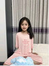 頂瓜瓜兒童睡衣夏季薄款男童冰絲家居服套裝女童透氣防蚊中大童空調服 藍色 130（115-125cm,44-60斤） 曬單實(shí)拍圖