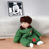 迪士尼（Disney）軍大衣兒童套裝加絨軍綠色嬰兒棉衣加厚寶寶棉服東北小孩冬季衣服 軍大衣_分體款送帽子包包 73 cm 建議15-18斤 曬單實(shí)拍圖