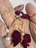 芭具 復(fù)古港風(fēng)酒紅絲絨玫瑰耳環(huán)訂婚耳飾喜慶紅色耳釘生日禮物送女友 蝴蝶結(jié)流蘇耳釘 曬單實(shí)拍圖