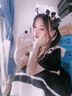 貓咪餐廳lolita女仆連衣裙cos服裝二次元圍裙日系洛麗塔可愛(ài)女裝 黑色套裝+裙撐 S 曬單實(shí)拍圖