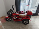 派克奇大號兒童電動(dòng)摩托車(chē)可坐雙人侉子車(chē)童車(chē)三輪車(chē)寶寶玩具車(chē)可坐大人 烤漆紅12A電瓶+皮座+手擰+喊話(huà)器 曬單實(shí)拍圖