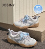 卓詩(shī)尼【明星同款】德訓鞋女春秋時(shí)尚運動(dòng)鞋軟底圓頭休閑鞋子 灰藍 38 曬單實(shí)拍圖