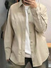 POUM卡其色襯衫男士長(cháng)袖日系休閑cityboy襯衣外套男春秋季百搭上衣服 卡其色 2XL 曬單實(shí)拍圖