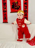 G.duck小黃鴨童裝寶寶拜年服連體衣喜慶嬰兒服春季國風(fēng)包屁衣周歲禮服 口袋哈衣+帽子 均碼 59 曬單實(shí)拍圖