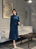 愛(ài)特愛(ài)（EITIE）優(yōu)雅氣質(zhì)立領(lǐng)收腰顯瘦通勤連衣裙2025秋冬新款長(cháng)袖A字裙D2507905 伽藍37 M (160) 曬單實(shí)拍圖