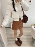 棉致大毛領(lǐng)短款羽棉絨服女2025冬季新款歐美風(fēng)收腰顯瘦減齡棉襖外套 白色 S 曬單實(shí)拍圖