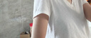 優(yōu)衣庫女裝竹節紗V領(lǐng)T恤/短袖棉白T上衣打底內搭春夏新款483576 38 深褐色 M /160/84A 曬單實(shí)拍圖