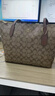 蔻馳（COACH）【品牌直供】女士中號托特包單肩手提包卡其色拼棕色4455 曬單實(shí)拍圖