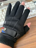 JEEP SPIRIT吉普麂皮絨手套男士冬漏三指半指加絨加厚保暖騎行送快遞外賣(mài)手套 黑色 曬單實(shí)拍圖