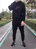 衛衣套裝男秋冬新款簡(jiǎn)約潮牌加絨套頭連帽衛衣帥氣免搭兩件套男裝 0711黑色 L 曬單實(shí)拍圖