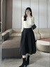 尚靜綿羊毛雙面呢高腰顯瘦半身裙女2025年冬季新款大散擺A字裙百褶裙 氣質(zhì)灰 M 曬單實(shí)拍圖