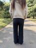 安踏自由褲丨雙腰頭微喇褲休閑長(cháng)褲女士冬季新款加絨保暖寬松闊腿褲子 曬單實(shí)拍圖